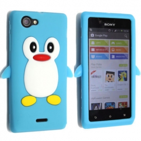 BOLSA SILICONE SONY XPERIA J PINGUIM AZUL