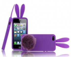 BOLSA SILICONE IPHONE 5/5S COELHO ROXO