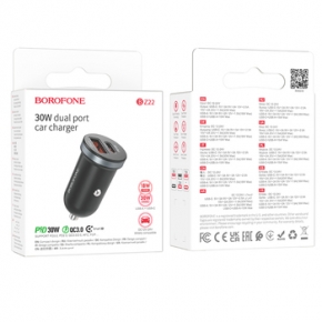 Adaptador Isqueiro Borofone BZ22 USB + Tipo C - QC 3.0 PD 30W Preto