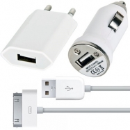 CARREGADOR 3IN1 IPHONE 3G/3GS/4G/4S (Linha Branca)