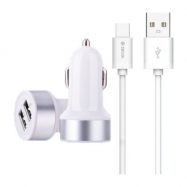 Carregador Isqueiro DEVIA 2x USB + Cabo Dados Type-C