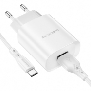 Borofone BN1 - USB - 2.1A + Cabo USB para Tipo C branco